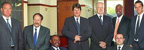 Standing left to right: M.W.J. Burgess – chairman, U. Hassdenteufel – engineering director, J.H. Dunmow – group financial manager, J.G. Wingrove – group managing director, V.T. Dondolo – director: Khulile Investments, M.J. Harrison – general manager: Coastal. Front seated left to right: M.S Dondolo – chairman: Khulile Investments, G.B. van Rooyen - general manager: Inland